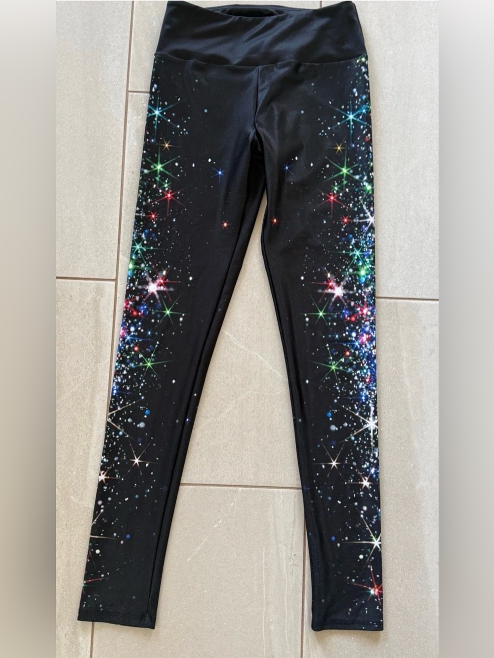 Goldsheep M Galaxy Star Print High Waist Leggings Made in USA